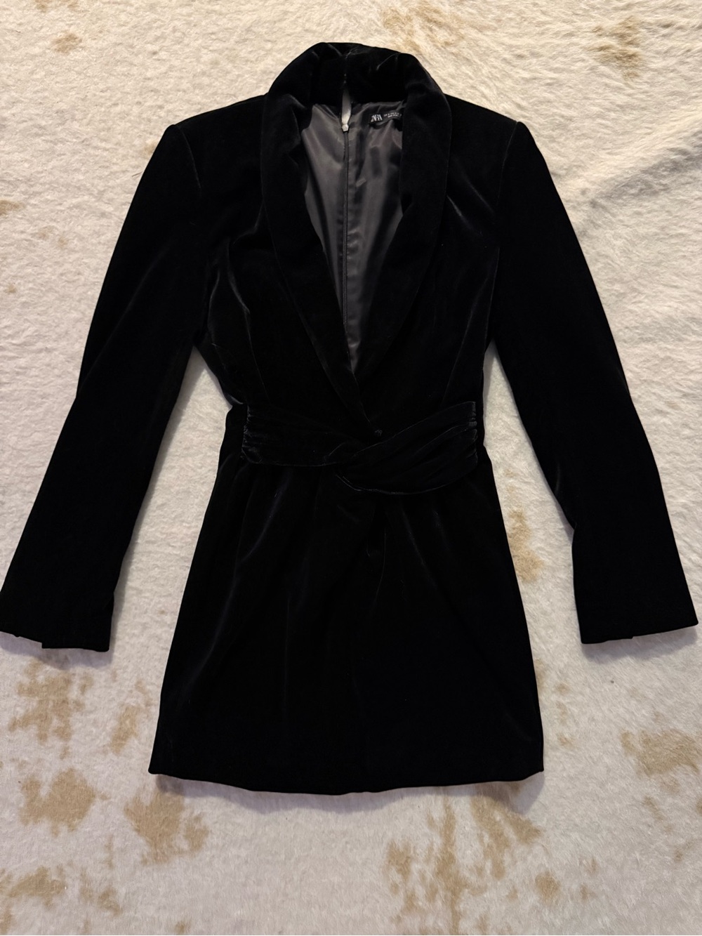 Zara Black Velvet deep cut dress